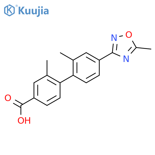 2,2'-Dimethyl-4'-(5-methyl-1,2,4-oxadiazol-3-yl)-[1,1'-biphenyl]-4-carboxylic acid structure