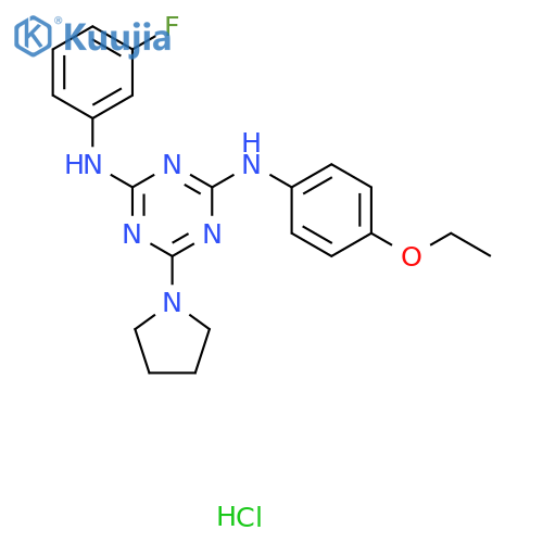 N2-(4-ethoxyphenyl)-N4-(3-fluorophenyl)-6-(pyrrolidin-1-yl)-1,3,5-triazine-2,4-diamine hydrochloride structure