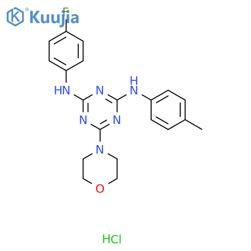 N2-(4-fluorophenyl)-N4-(4-methylphenyl)-6-(morpholin-4-yl)-1,3,5-triazine-2,4-diamine hydrochloride structure