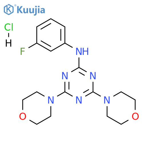 N-(3-fluorophenyl)-4,6-bis(morpholin-4-yl)-1,3,5-triazin-2-amine hydrochloride structure