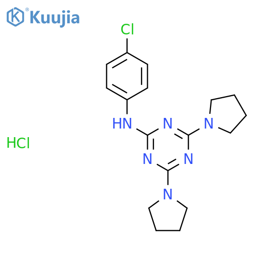 N-(4-chlorophenyl)-4,6-bis(pyrrolidin-1-yl)-1,3,5-triazin-2-amine hydrochloride structure