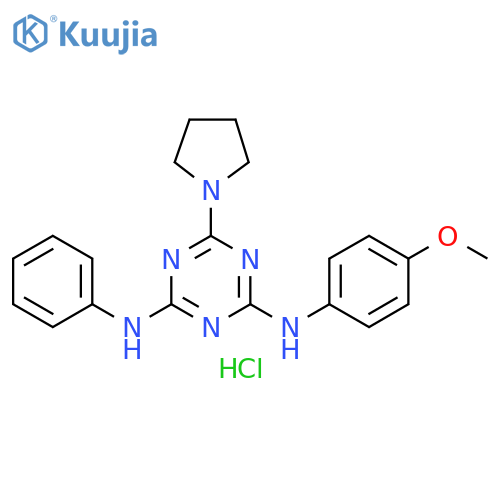 N2-(4-methoxyphenyl)-N4-phenyl-6-(pyrrolidin-1-yl)-1,3,5-triazine-2,4-diamine hydrochloride structure