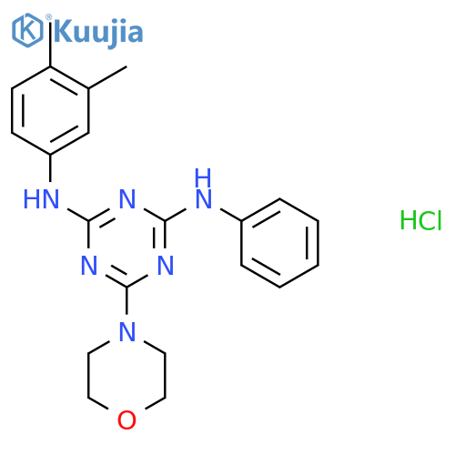 N2-(3,4-dimethylphenyl)-6-(morpholin-4-yl)-N4-phenyl-1,3,5-triazine-2,4-diamine hydrochloride structure