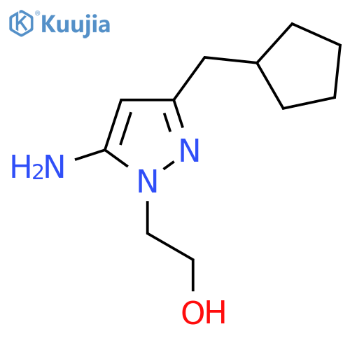 2-5-amino-3-(cyclopentylmethyl)-1H-pyrazol-1-ylethan-1-ol structure