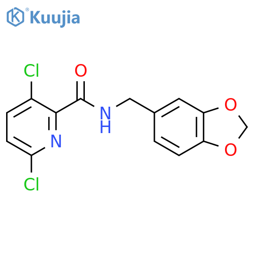 N-[(1,3-dioxaindan-5-yl)methyl]-3,6-dichloropyridine-2-carboxamide structure