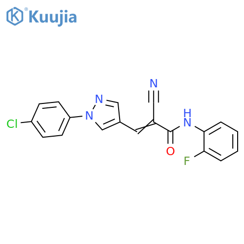 3-[1-(4-Chlorophenyl)-1H-pyrazol-4-yl]-2-cyano-N-(2-fluorophenyl)-2-propenamide structure