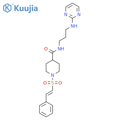 1-(2-phenylethenesulfonyl)-N-{3-[(pyrimidin-2-yl)amino]propyl}piperidine-4-carboxamide structure