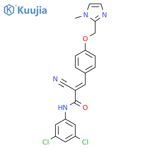 (E)-2-cyano-N-(3,5-dichlorophenyl)-3-[4-[(1-methylimidazol-2-yl)methoxy]phenyl]prop-2-enamide structure