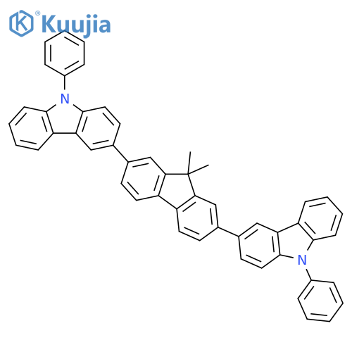 3,3'-(9,9-dimethyl-9H-fluorene-2,7-diyl)bis(9-phenyl-9H-carbazole) structure