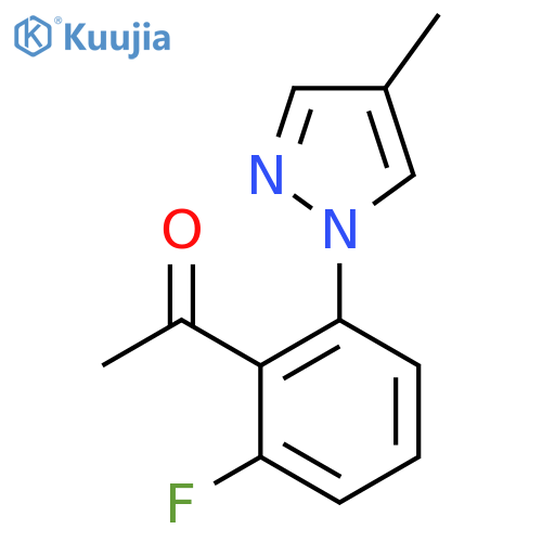 1-2-fluoro-6-(4-methyl-1H-pyrazol-1-yl)phenylethan-1-one structure