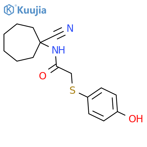 N-(1-cyanocycloheptyl)-2-[(4-hydroxyphenyl)sulfanyl]acetamide structure