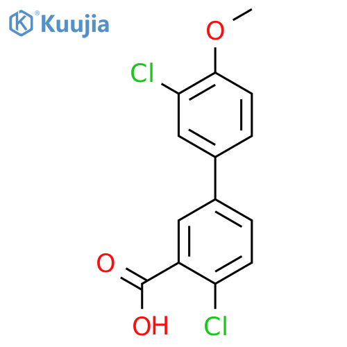 2-Chloro-5-(3-chloro-4-methoxyphenyl)benzoic acid structure