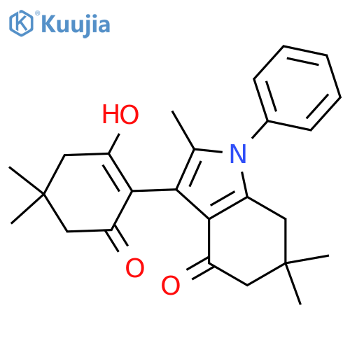 4H-Indol-4-one,1,5,6,7-tetrahydro-3-(2-hydroxy-4,4-dimethyl-6-oxo-1-cyclohexen-1-yl)-2,6,6-trimethyl-1-phenyl- structure