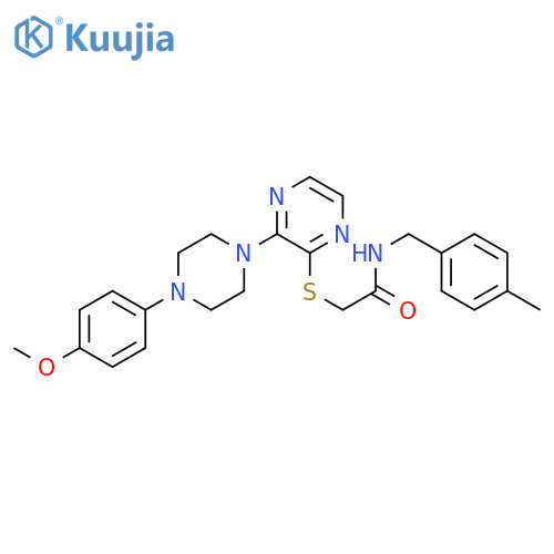 2-({3-[4-(4-methoxyphenyl)piperazin-1-yl]pyrazin-2-yl}sulfanyl)-N-[(4-methylphenyl)methyl]acetamide structure