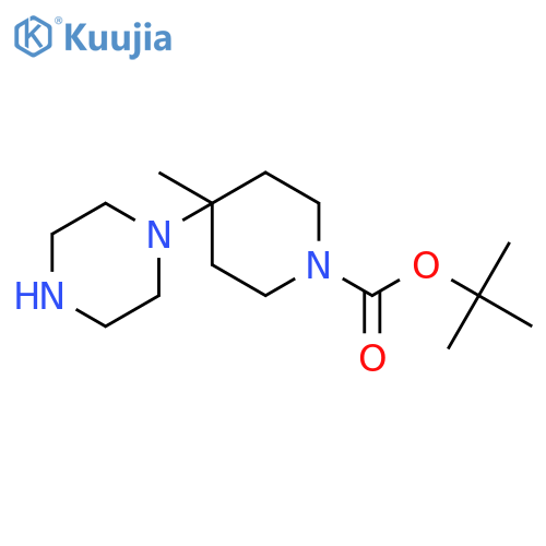 Tert-butyl 4-methyl-4-(piperazin-1-yl)piperidine-1-carboxylate structure