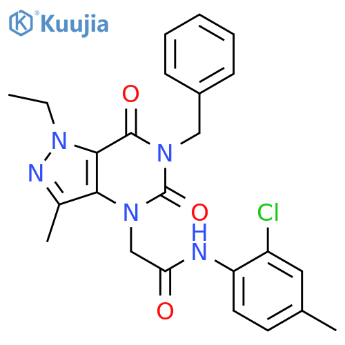 2-{6-benzyl-1-ethyl-3-methyl-5,7-dioxo-1H,4H,5H,6H,7H-pyrazolo[4,3-d]pyrimidin-4-yl}-N-(2-chloro-4-methylphenyl)acetamide structure