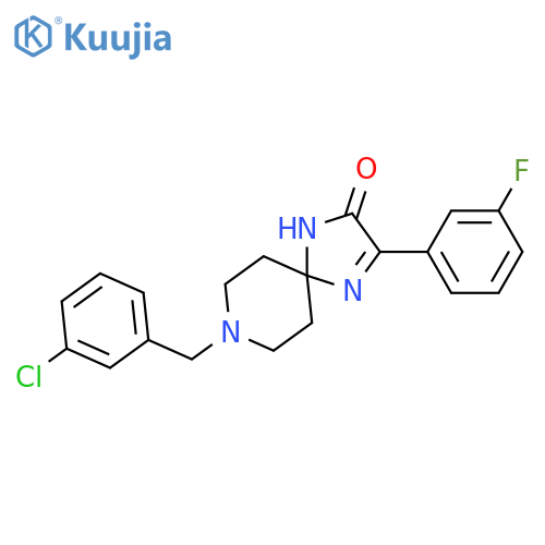 8-[(3-Chlorophenyl)methyl]-3-(3-fluorophenyl)-1,4,8-triazaspiro[4.5]dec-3-en-2-one structure