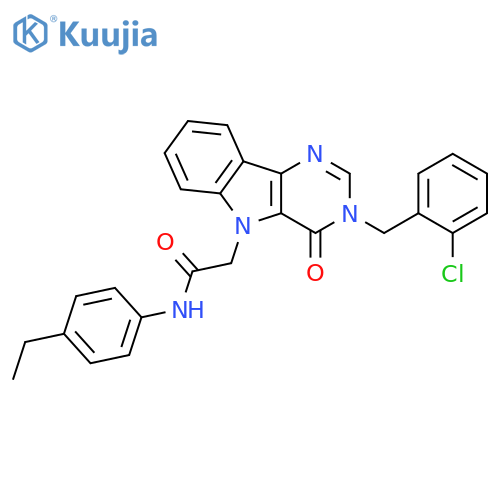 2-{3-[(2-chlorophenyl)methyl]-4-oxo-3H,4H,5H-pyrimido[5,4-b]indol-5-yl}-N-(4-ethylphenyl)acetamide structure