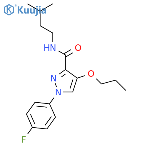 1-(4-fluorophenyl)-N-(3-methylbutyl)-4-propoxy-1H-pyrazole-3-carboxamide structure