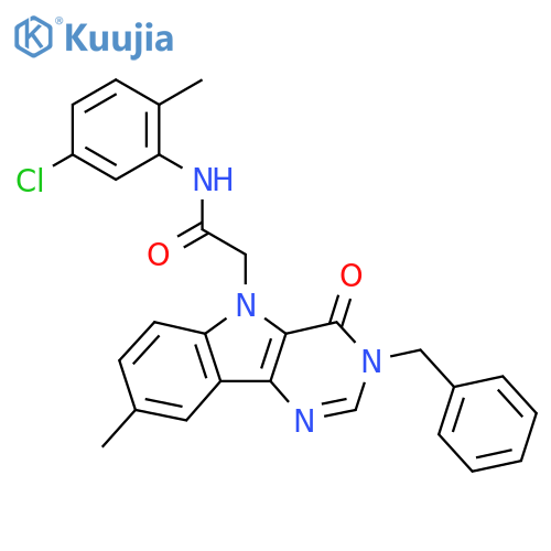 2-{3-benzyl-8-methyl-4-oxo-3H,4H,5H-pyrimido[5,4-b]indol-5-yl}-N-(5-chloro-2-methylphenyl)acetamide structure