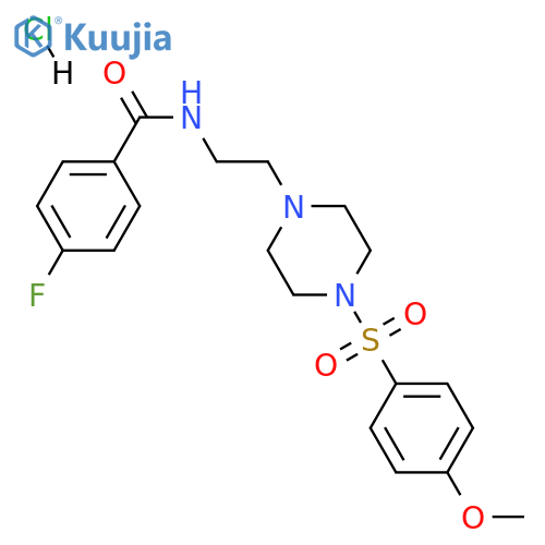 4-fluoro-N-{2-[4-(4-methoxybenzenesulfonyl)piperazin-1-yl]ethyl}benzamide hydrochloride structure