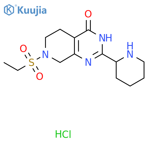 7-Ethanesulfonyl-2-piperidin-2-yl-5,6,7,8-tetra-hydro-pyrido[3,4-d]pyrimidin-4-ol hydrochloride structure