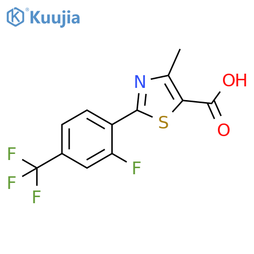 2-2-Fluoro-4-(trifluoromethyl)phenyl-4-methyl-1,3-thiazole-5-carboxylic acid structure