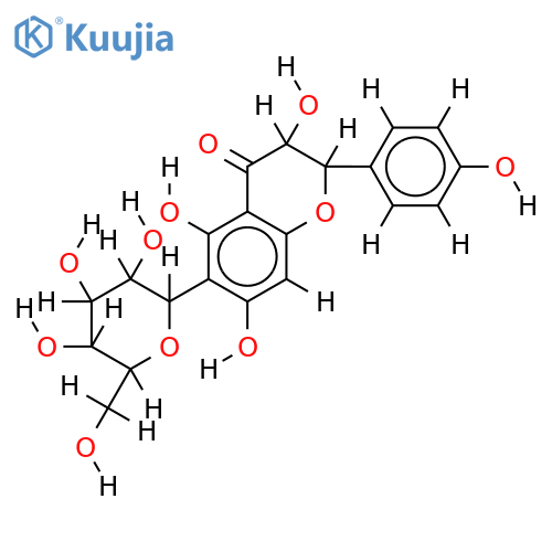 (2S,3S)-(+)-4',5,7-trihydroxy-2,3-dihydroflavonol-6-C-beta,D-glucopyranoside structure