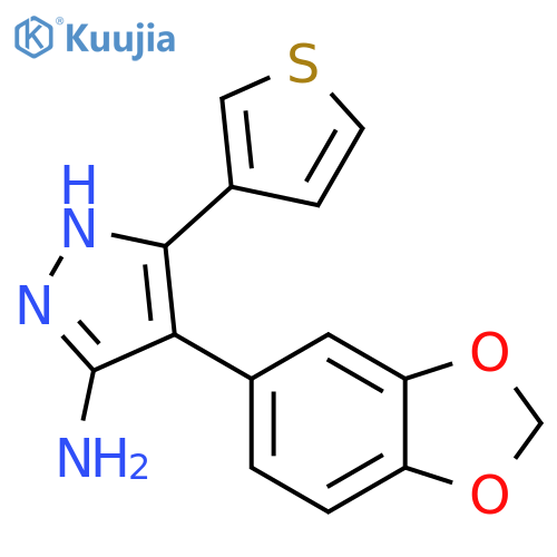 4-(2H-1,3-benzodioxol-5-yl)-3-(thiophen-3-yl)-1H-pyrazol-5-amine structure