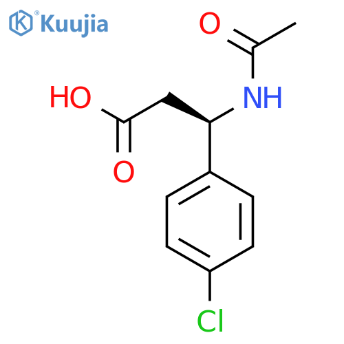 (3R)-3-(4-chlorophenyl)-3-acetamidopropanoic acid structure