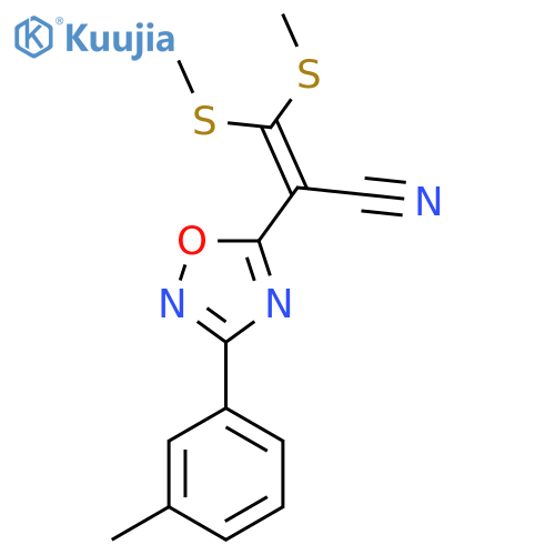 2-3-(3-methylphenyl)-1,2,4-oxadiazol-5-yl-3,3-bis(methylsulfanyl)prop-2-enenitrile structure