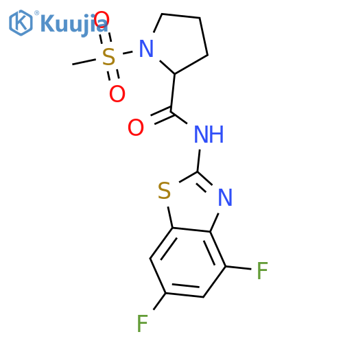 N-(4,6-difluoro-1,3-benzothiazol-2-yl)-1-methanesulfonylpyrrolidine-2-carboxamide structure
