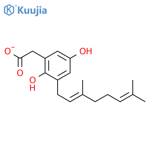 2-(2,5-dihydroxy-3-((E)-3,7-dimethylocta-2,6-dienyl)phenyl)acetate structure