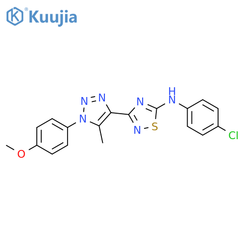 N-(4-chlorophenyl)-3-[1-(4-methoxyphenyl)-5-methyl-1H-1,2,3-triazol-4-yl]-1,2,4-thiadiazol-5-amine structure