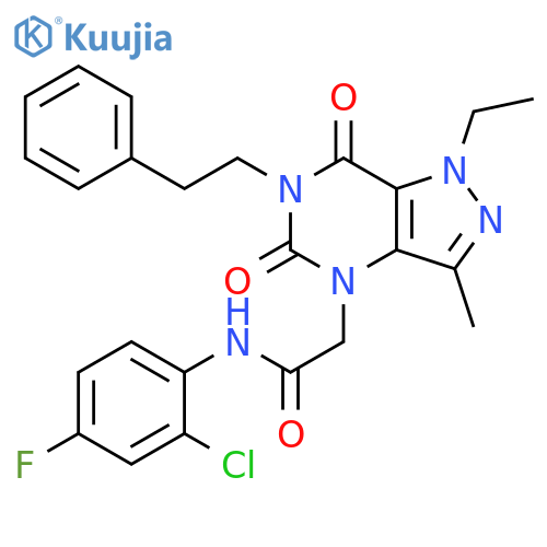 N-(2-chloro-4-fluorophenyl)-2-[1-ethyl-3-methyl-5,7-dioxo-6-(2-phenylethyl)-1H,4H,5H,6H,7H-pyrazolo[4,3-d]pyrimidin-4-yl]acetamide structure