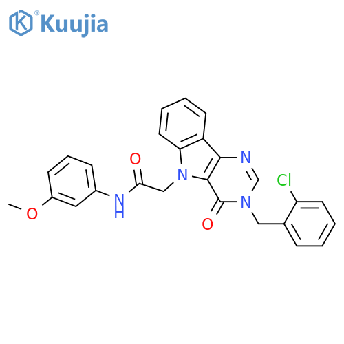 2-{3-[(2-chlorophenyl)methyl]-4-oxo-3H,4H,5H-pyrimido[5,4-b]indol-5-yl}-N-(3-methoxyphenyl)acetamide structure