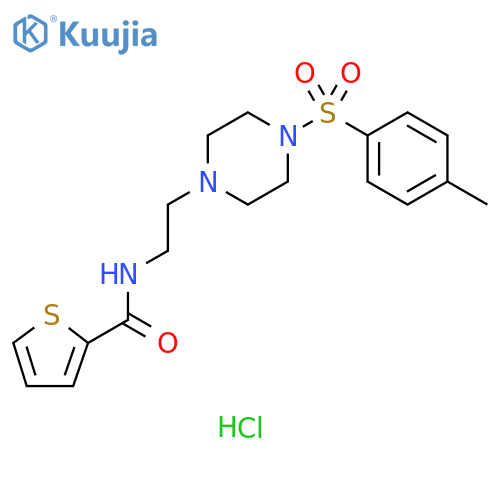 N-{2-4-(4-methylbenzenesulfonyl)piperazin-1-ylethyl}thiophene-2-carboxamide hydrochloride structure