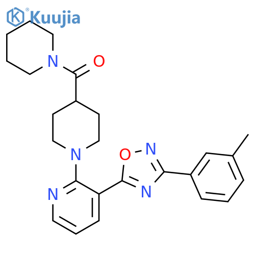 3-[3-(3-methylphenyl)-1,2,4-oxadiazol-5-yl]-2-[4-(piperidine-1-carbonyl)piperidin-1-yl]pyridine structure