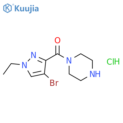 (4-Bromo-1-ethyl-1H-pyrazol-3-yl)-piperazin-1-yl-methanone; hydrochloride structure