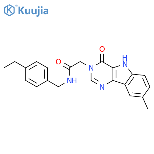 N-[(4-ethylphenyl)methyl]-2-{8-methyl-4-oxo-3H,4H,5H-pyrimido[5,4-b]indol-3-yl}acetamide structure