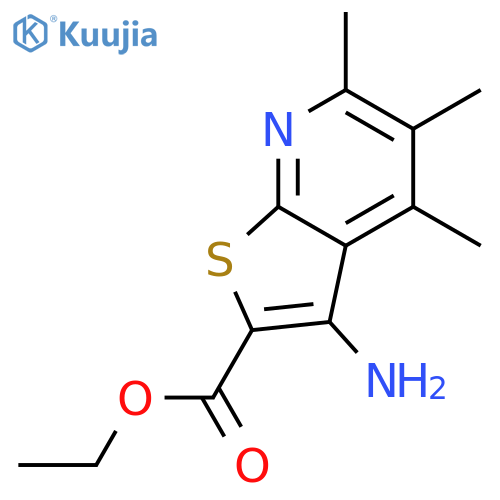<br>Thieno[2,3-b]pyridine-2-carboxylic acid, 3-amino-4,5,6-trimethyl-, ethyl es ter structure
