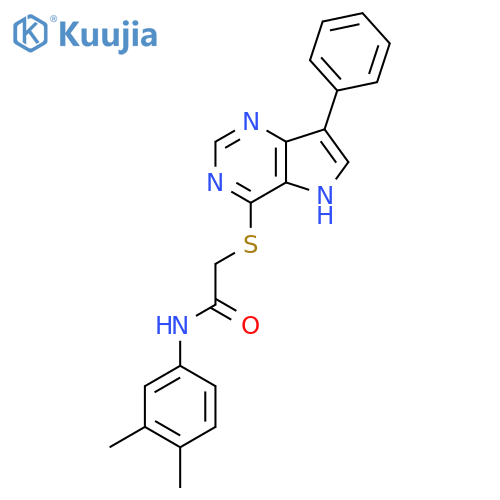 N-(3,4-Dimethylphenyl)-2-({7-phenyl-5H-pyrrolo[3,2-D]pyrimidin-4-YL}sulfanyl)acetamide structure