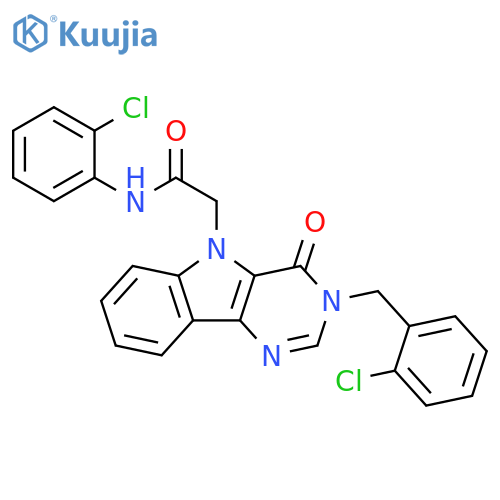 N-(2-chlorophenyl)-2-{3-[(2-chlorophenyl)methyl]-4-oxo-3H,4H,5H-pyrimido[5,4-b]indol-5-yl}acetamide structure