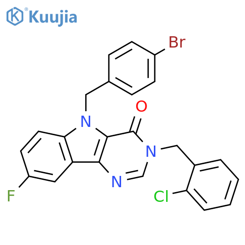 5-[(4-bromophenyl)methyl]-3-[(2-chlorophenyl)methyl]-8-fluoro-3H,4H,5H-pyrimido[5,4-b]indol-4-one structure