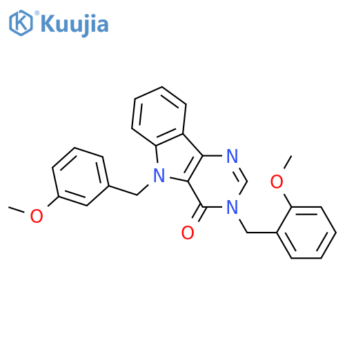 3-[(2-methoxyphenyl)methyl]-5-[(3-methoxyphenyl)methyl]-3H,4H,5H-pyrimido[5,4-b]indol-4-one structure