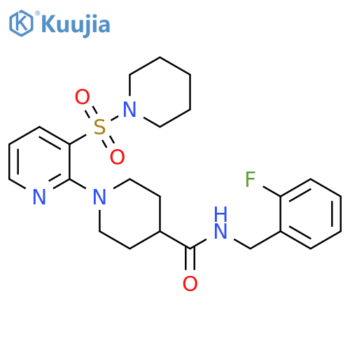N-[(2-fluorophenyl)methyl]-1-[3-(piperidine-1-sulfonyl)pyridin-2-yl]piperidine-4-carboxamide structure