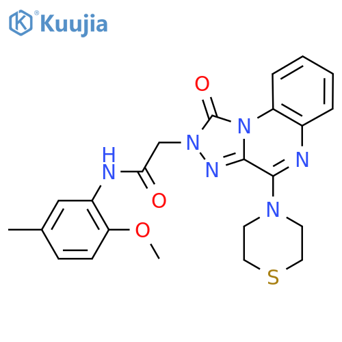 N-(2-methoxy-5-methylphenyl)-2-[1-oxo-4-(thiomorpholin-4-yl)-1H,2H-[1,2,4]triazolo[4,3-a]quinoxalin-2-yl]acetamide structure