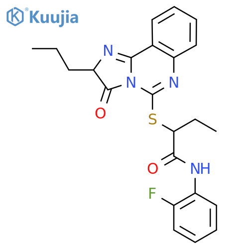 N-(2-fluorophenyl)-2-({3-oxo-2-propyl-2H,3H-imidazo[1,2-c]quinazolin-5-yl}sulfanyl)butanamide structure