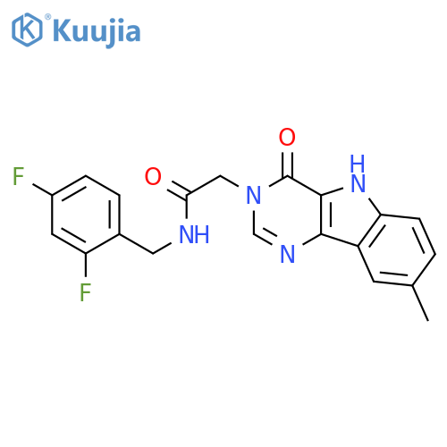 N-[(2,4-difluorophenyl)methyl]-2-{8-methyl-4-oxo-3H,4H,5H-pyrimido[5,4-b]indol-3-yl}acetamide structure