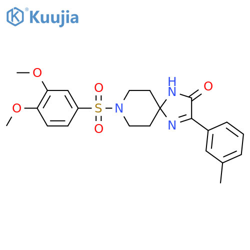 8-(3,4-dimethoxybenzenesulfonyl)-3-(3-methylphenyl)-1,4,8-triazaspiro[4.5]dec-3-en-2-one structure